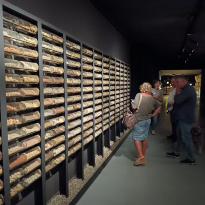 La collezione di centinaia di campioni di terra provenienti da tutto il Mondo nella cantina di Roberto Cipresso